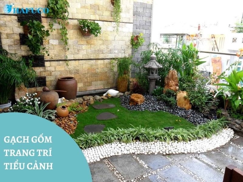 Gạch gốm, gạch tranh làm tiểu cảnh