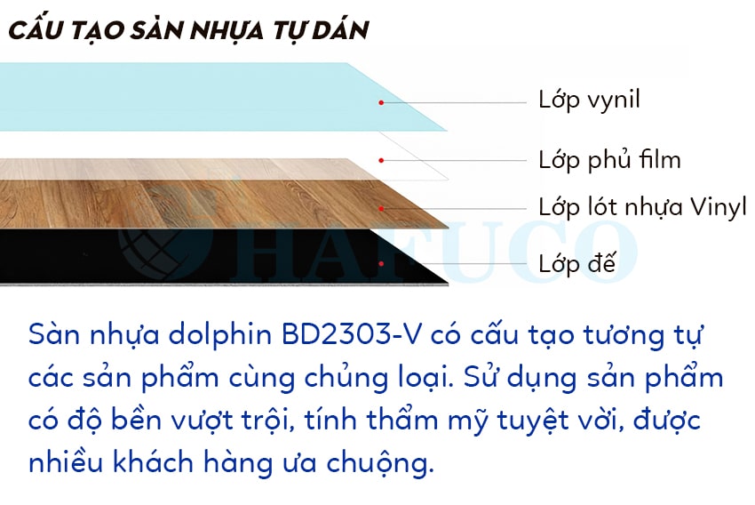Cấu tạo sàn nhựa Vinyl giả gỗ Dolphin BD2303-V