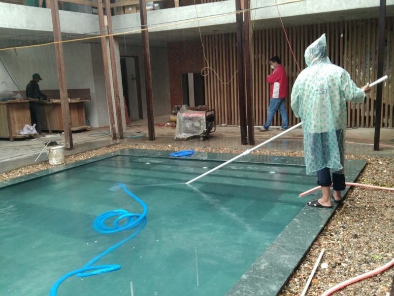Hafuco bàn giao công trình vệ sinh bể bơi cho anh Dương tại Thái Nguyên