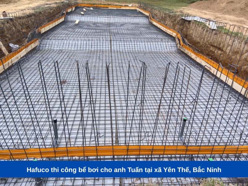 Hafuco thi công bể bơi cho anh Tuấn tại xã Yên Thế, Bắc Ninh