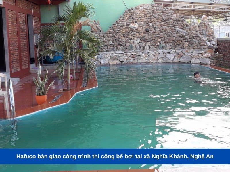 Hafuco bàn giao công trình thi công bể bơi tại xã Nghĩa Khánh, Nghệ An