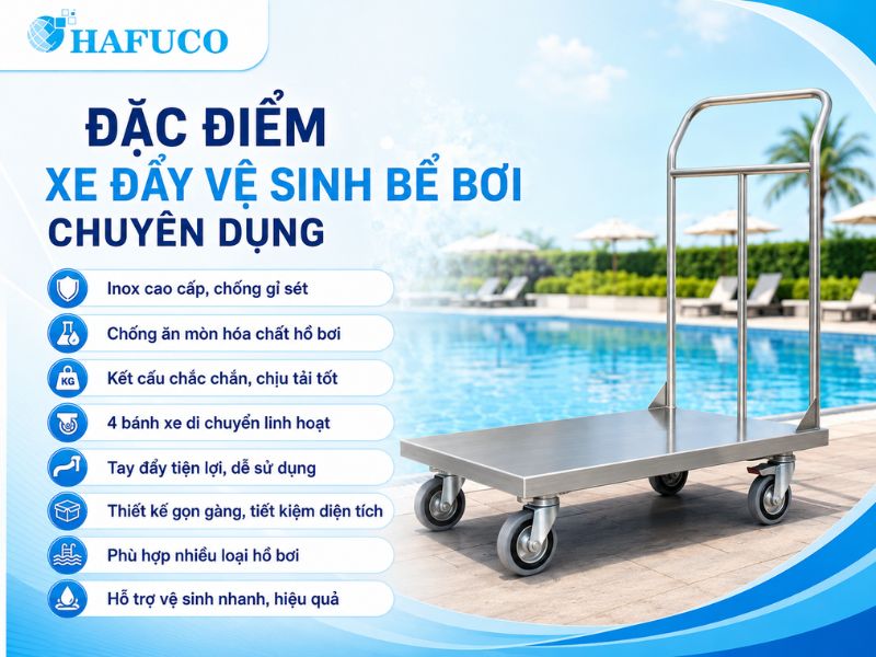 Xe đẩy vệ sinh bể bơi chuyên dụng
