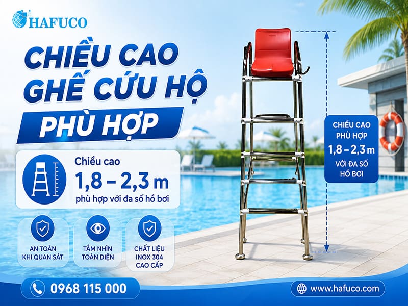 Chiều cao ghế cứu hộ phù hợp
